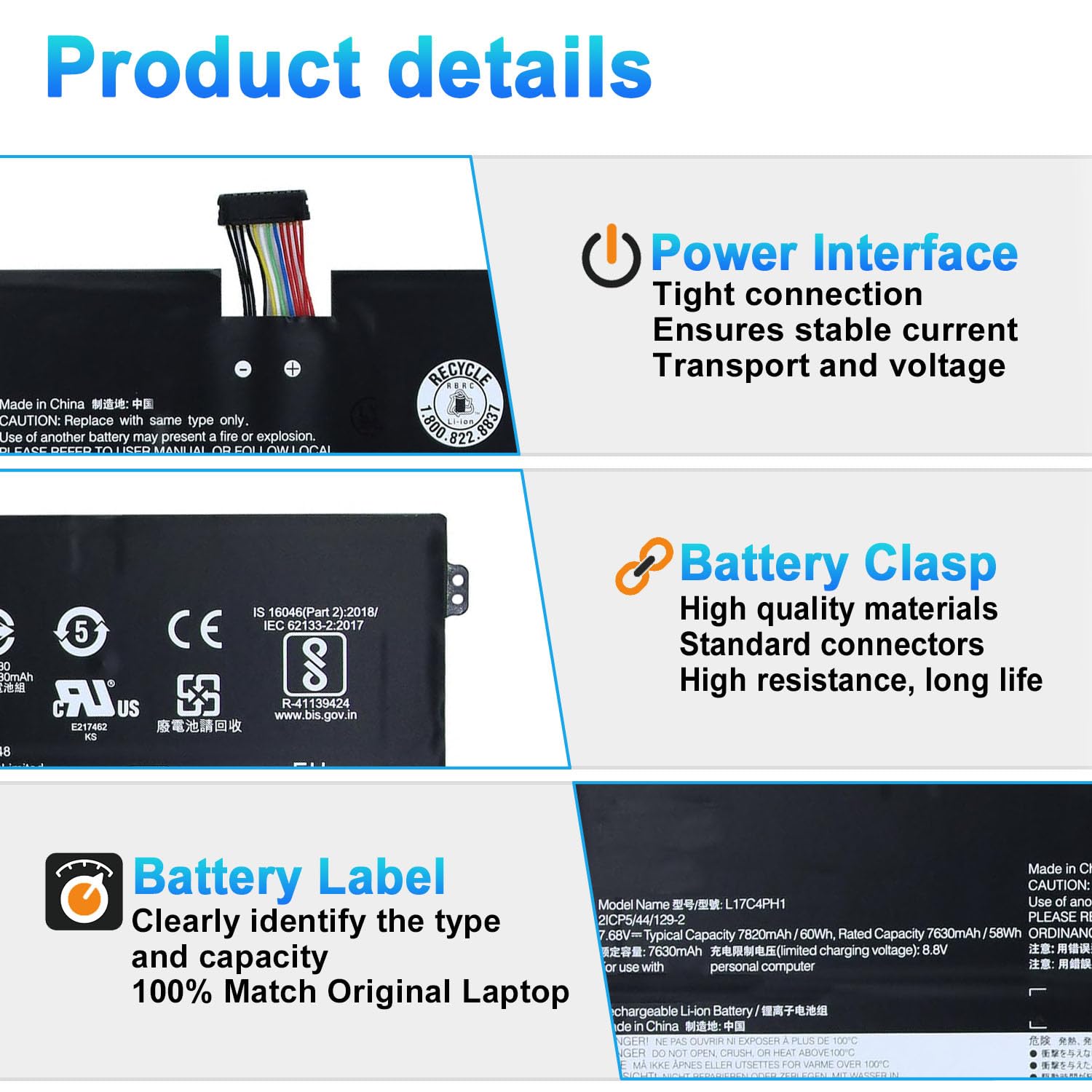 Amazon.com: L17C4PH1 L17M4PH1 L17M4PH2 L17L4PH2 Battery for Lenovo