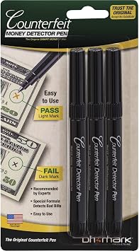 Dri-Mark Money Counterfeit Bill Detector Pen for Use w/U.S. Currency, 3/Pack