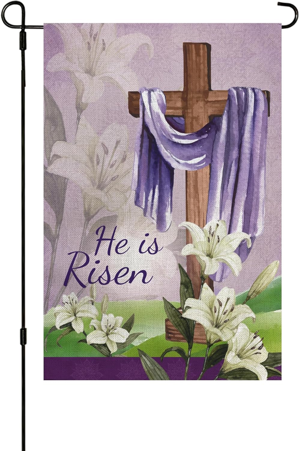 He Is Risen Easter Garden Flag 12x18 Inch Vertical Double Sided Holiday Party Yard Home Outdoor Decoration