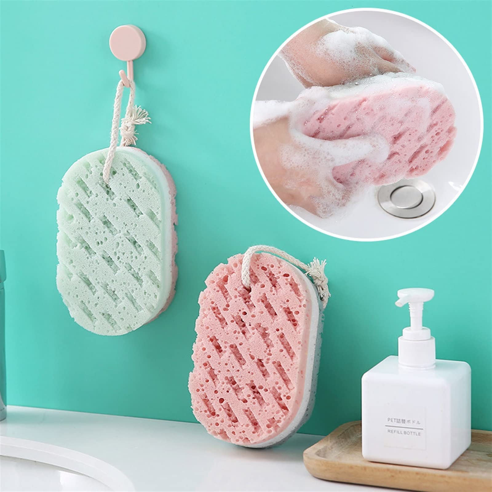 Esponja para la ducha, Esponja de baño corporal, cepillo en polvo for ducha, limpieza la piel, masaje hidratante