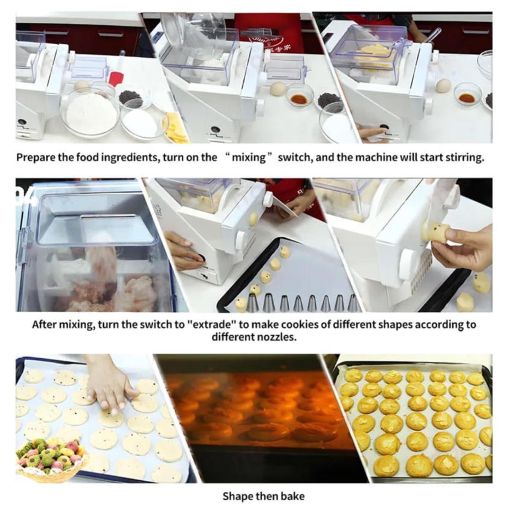 Macchina automatica per biscotti, 180 W, con 8 ugelli, facile da usare per cuocere in cucina e panetteria, ideale per biscotti fatti in casa