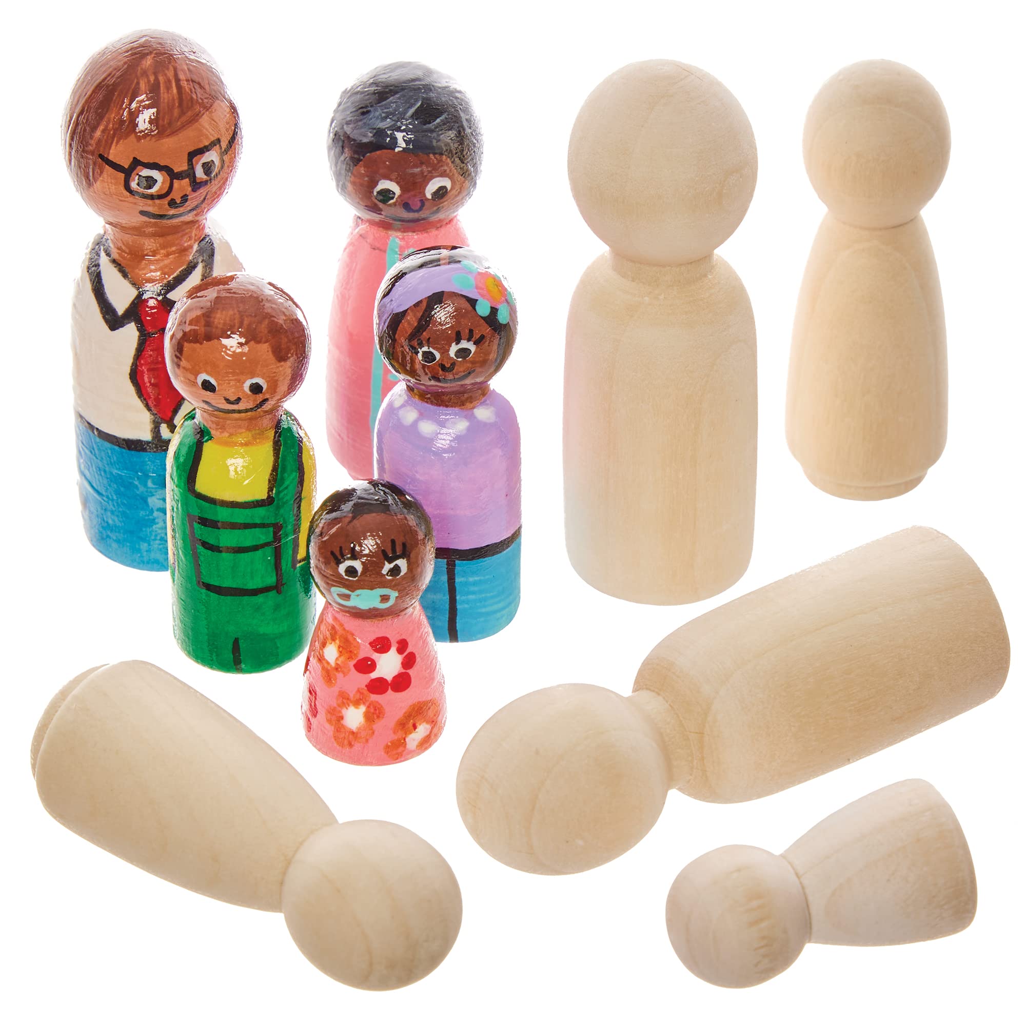 Baker Ross FX883 Wooden Family - Pack of 10, Wooden Figures to Decorate