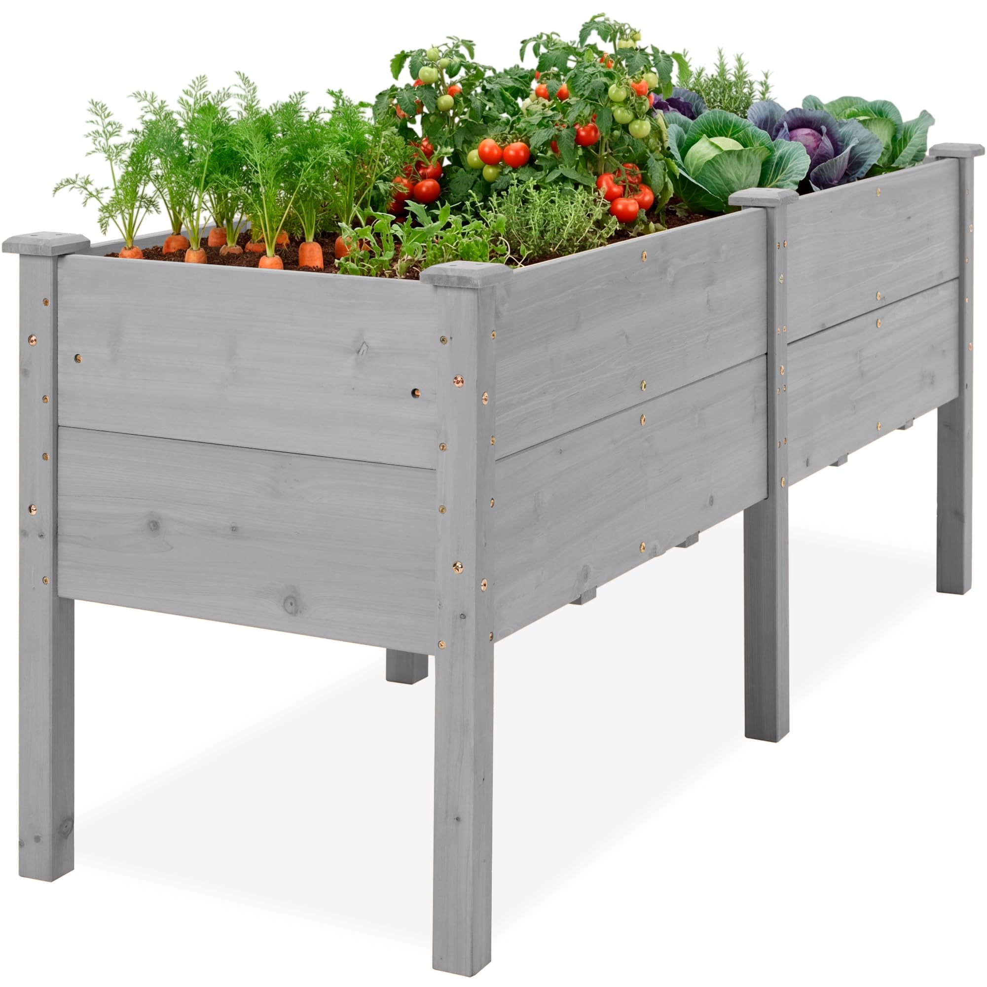 Best Choice Products 72" x 24" x 30" Raised Garden Bed with Extra Deep 16" Depth, Elevated Wood Planter Box Stand for Backyard, Patio, Balcony, Natural Fir Wood - Gray