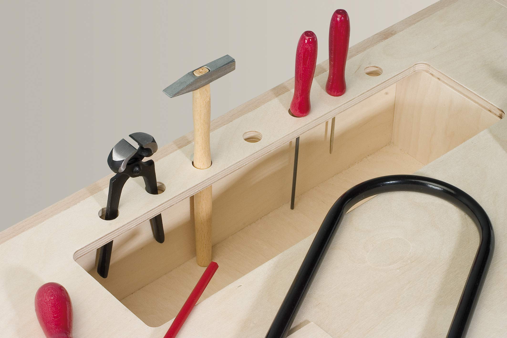 Pebaro 490 Qualitativ hochwertige Werkbank aus Vollholz Natur, höhenverstellbar von 66 bis 73 cm, Tischgröße 47x69 cm, hohe Standsicherheit, perfekt für Bastler und kleine Handwerker, Geschenkidee