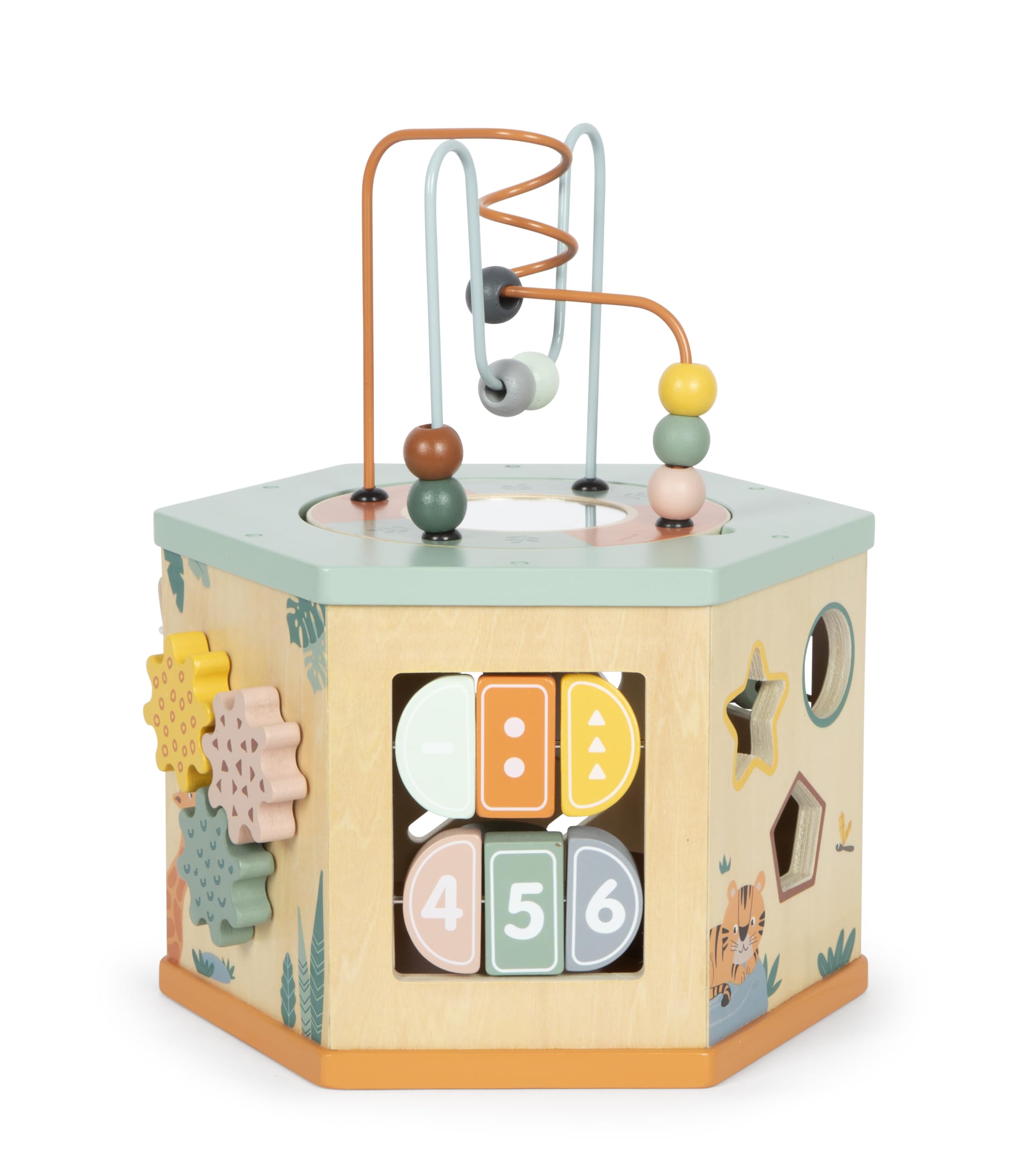 Small Foot Motorikwürfel „Safari“ aus Holz, Motorikspielzeug mit 7 Seiten, Lernspielzeug für Kinder ab 1 Jahr, 12641