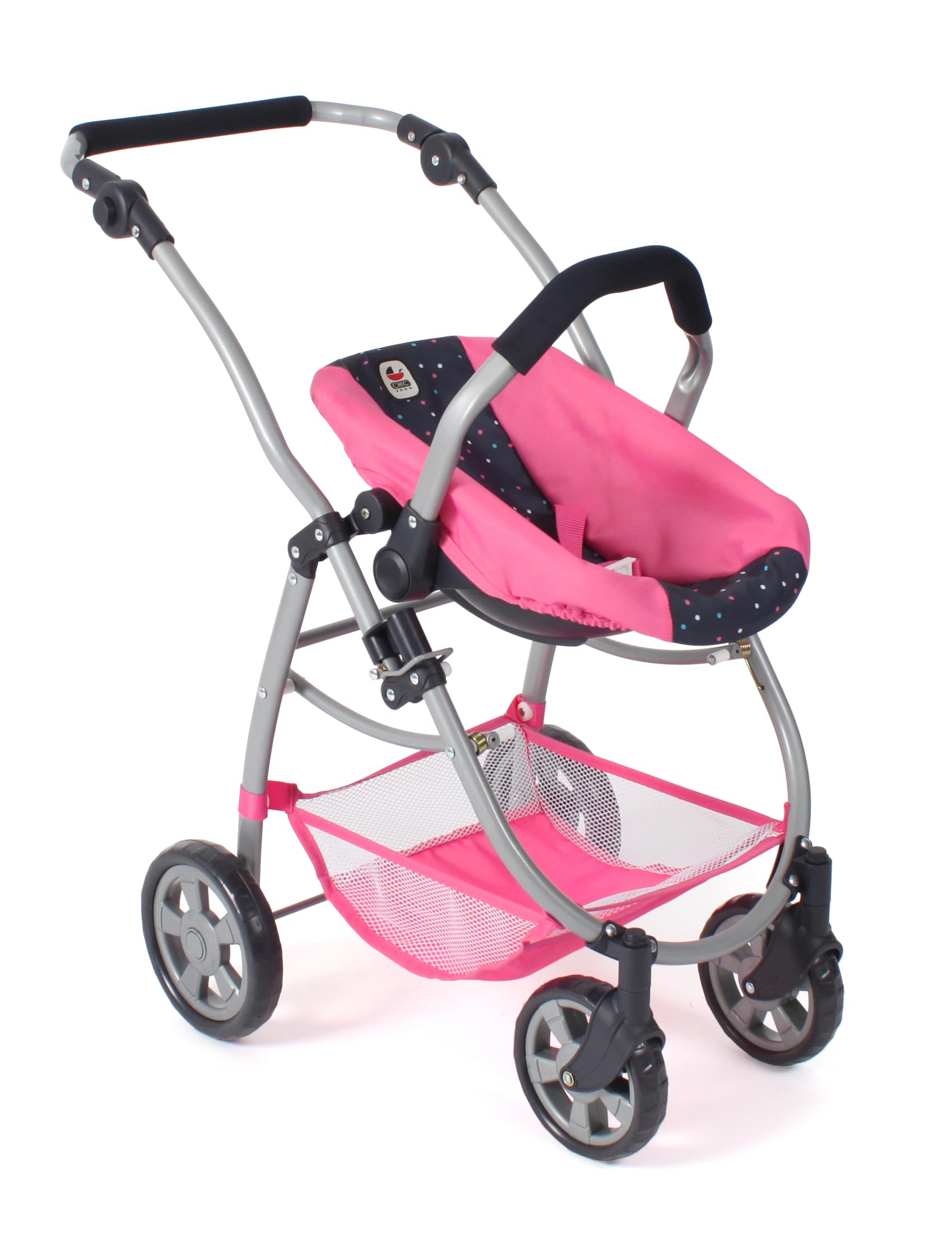 Bayer Chic 2000-640-84 Puppenwagen Emotion All In 2.0-3in1 Puppenwagen-Set bestehend aus Babywanne, Sportsitz und Autositz, Konfetti, pink