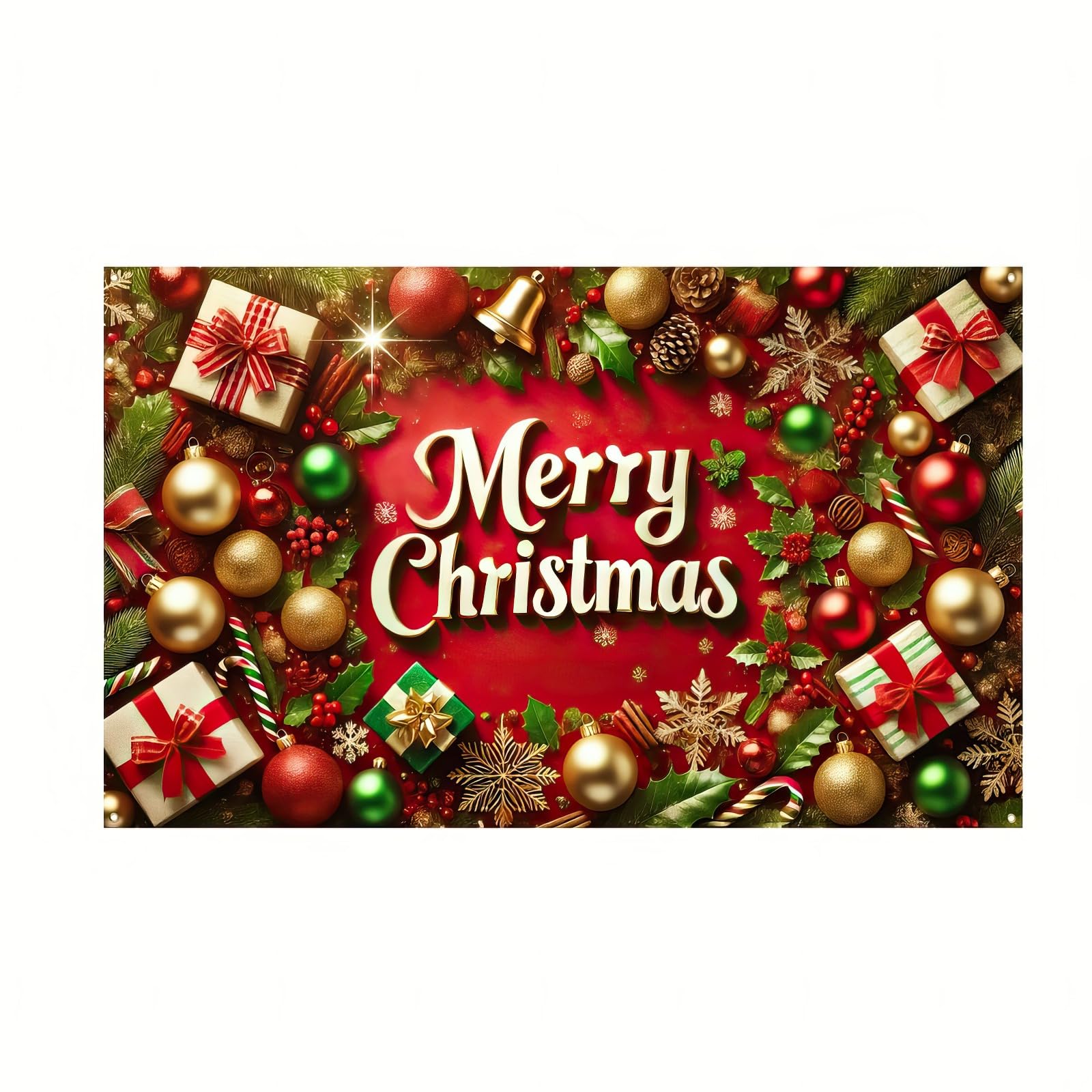 Blissyard Merry Christmas Banner 71x43 Happy Winter New Year Banner with Ornaments Gifts Christmas Photo Props Background Party Backdrop Xmas Eve Family Party Decoration Supplies