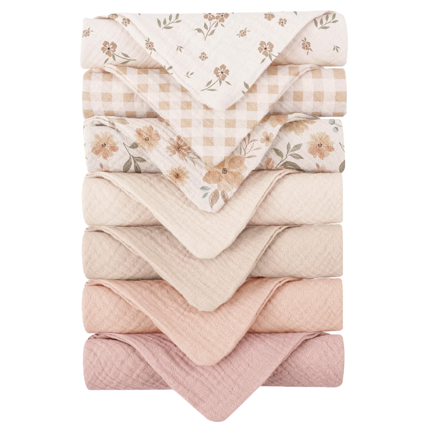 Konssy Baby Muslin Washcloths 7-Pack - bathing | Mubboo
