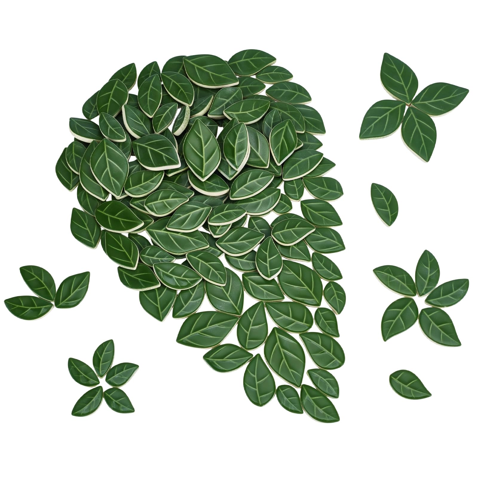 CUTHOLLOW Azulejos de mosaico de cerámica en forma de hoja verde, 1 kg a