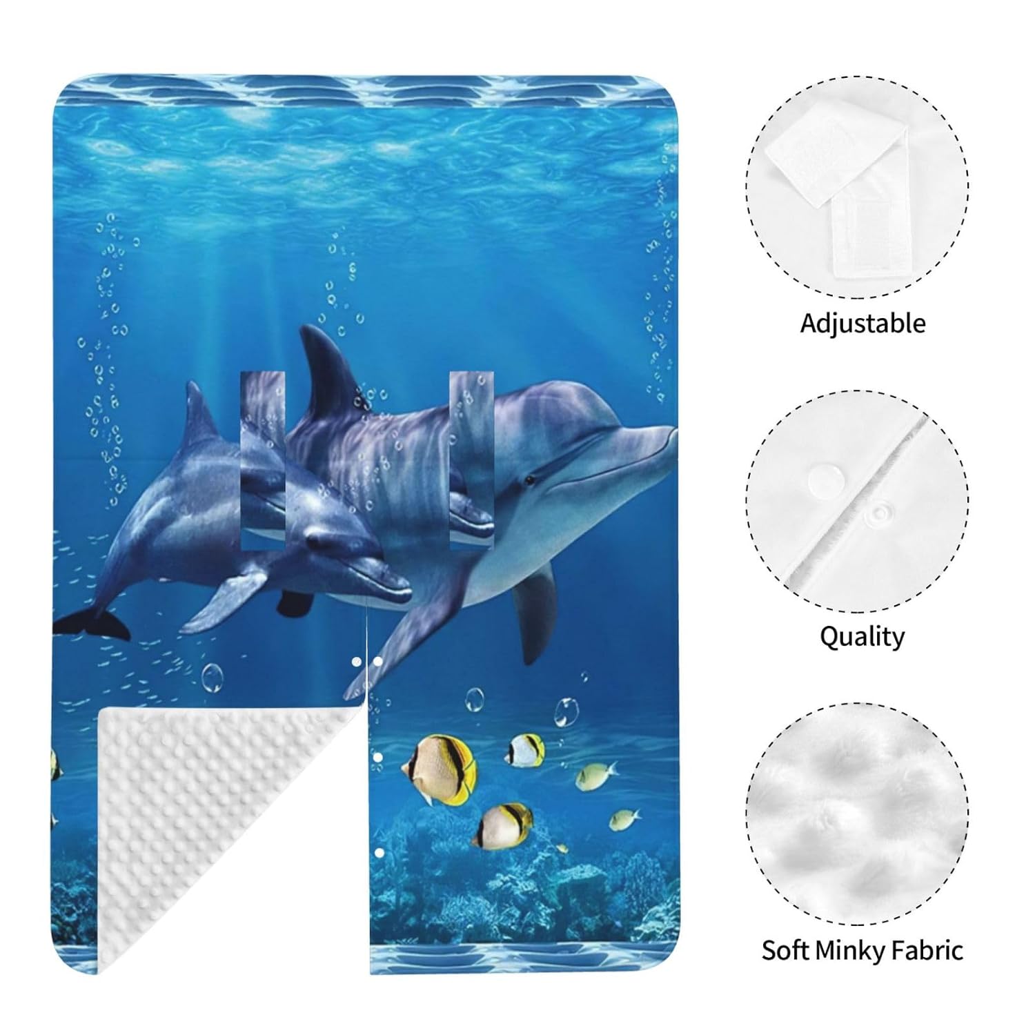 Sea Dolphins Animals Beach Theme Baby Car Seat Cover & Breastfeeding Nursing Cover - Breathable Stretch Fabric Multi-Use