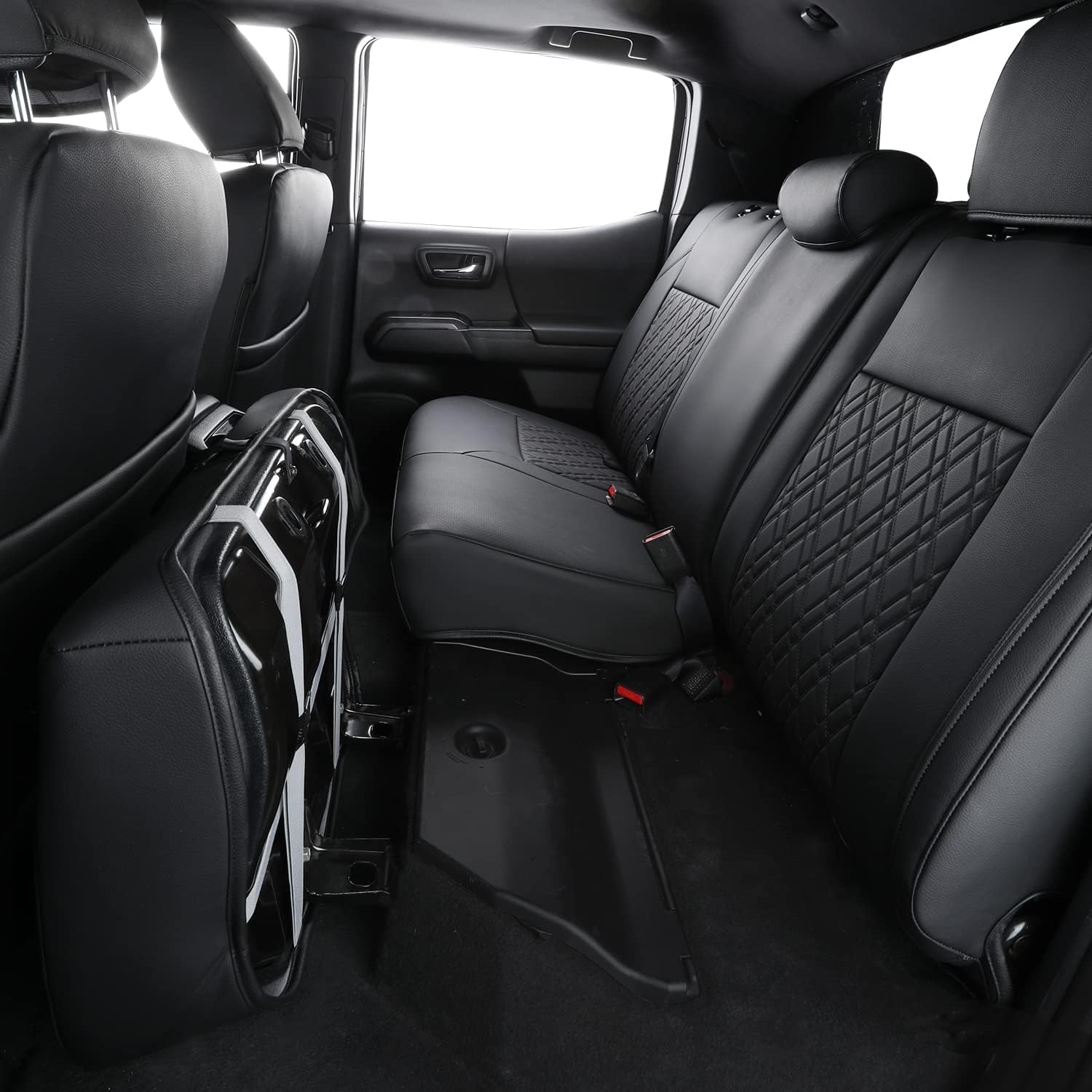 LUCKYMAN CLUB Tacoma Seat Covers, Fit for 2024-2026 Tacoma Crew Double Cab with Water Proof Faux Leather (Full Set, Black)