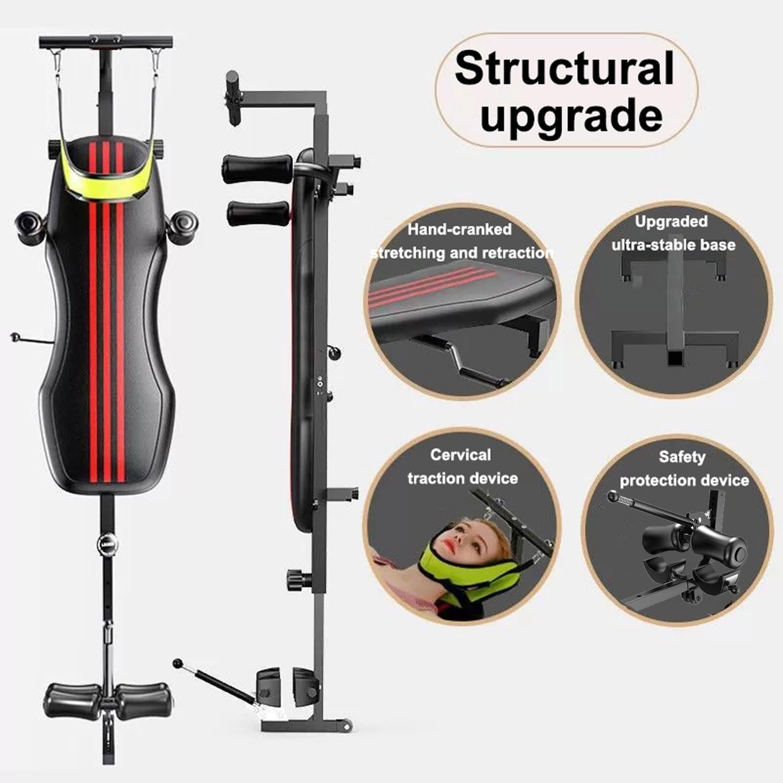 Panca for Trazione Cervicale Ed Estensione Schiena,Tavolo di Inversione Multifunzione con Massaggio,Ripiegabile E Salvaspazio for Stretching E Rilassamento Corporeo