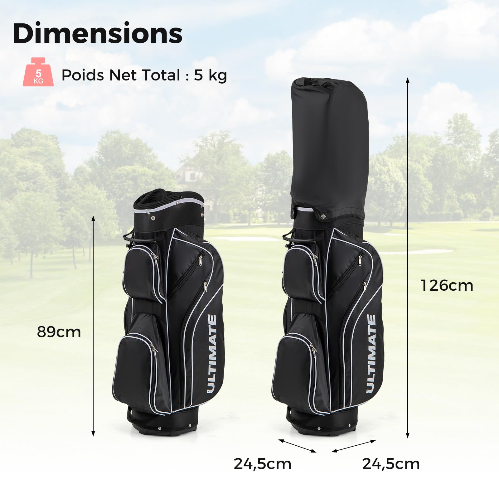 COSTWAY Ensemble de Golf Complet pour Femmes, Comprend 460CC #1 Driver #3 Fairway #4 Hybride #6#7#8#9 & #P Fers Putter 3 Protèges-Chef et Sac de Chariot Portable, pour Dames