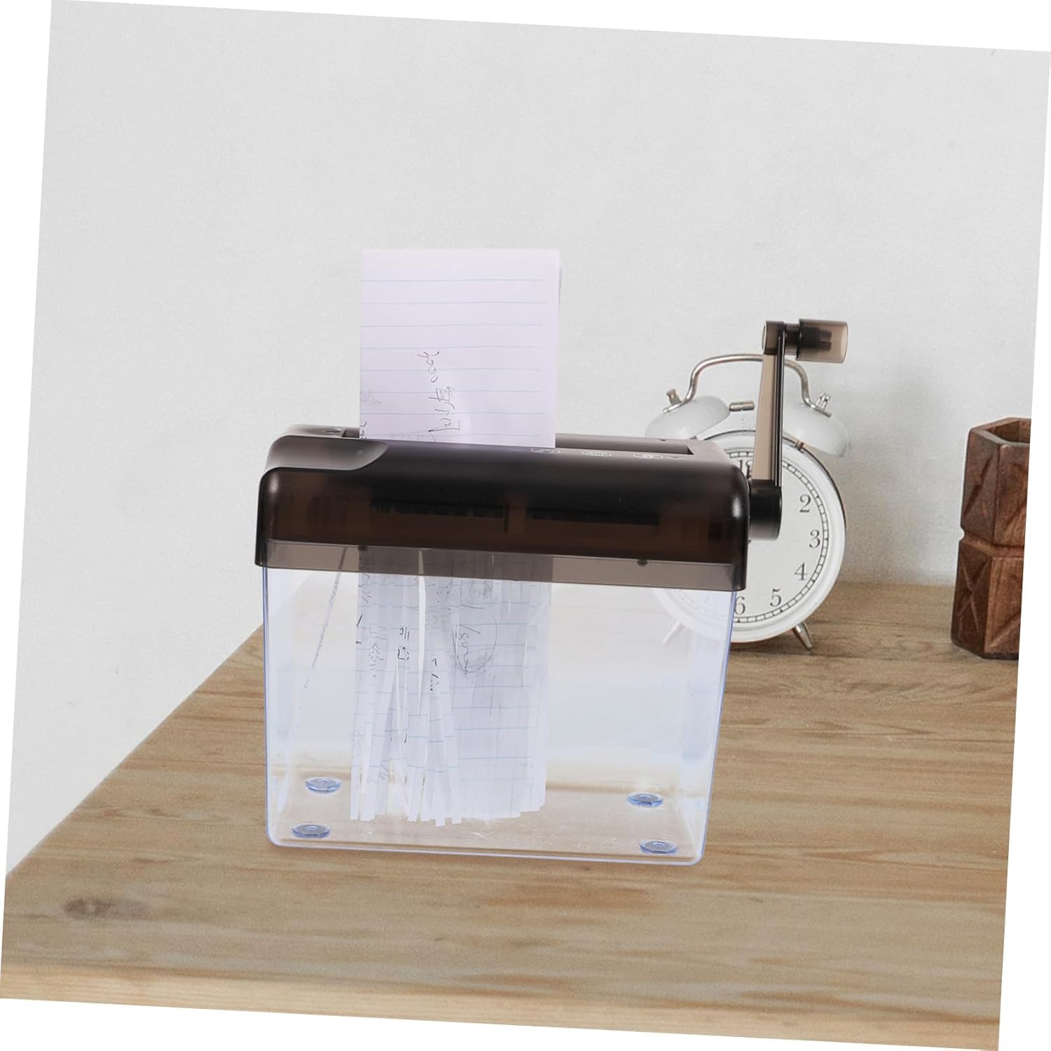 TEHAUX Manual Paper Shredder A6 Desktop Small Hand Crank Shredder for Home Office School Use Gray