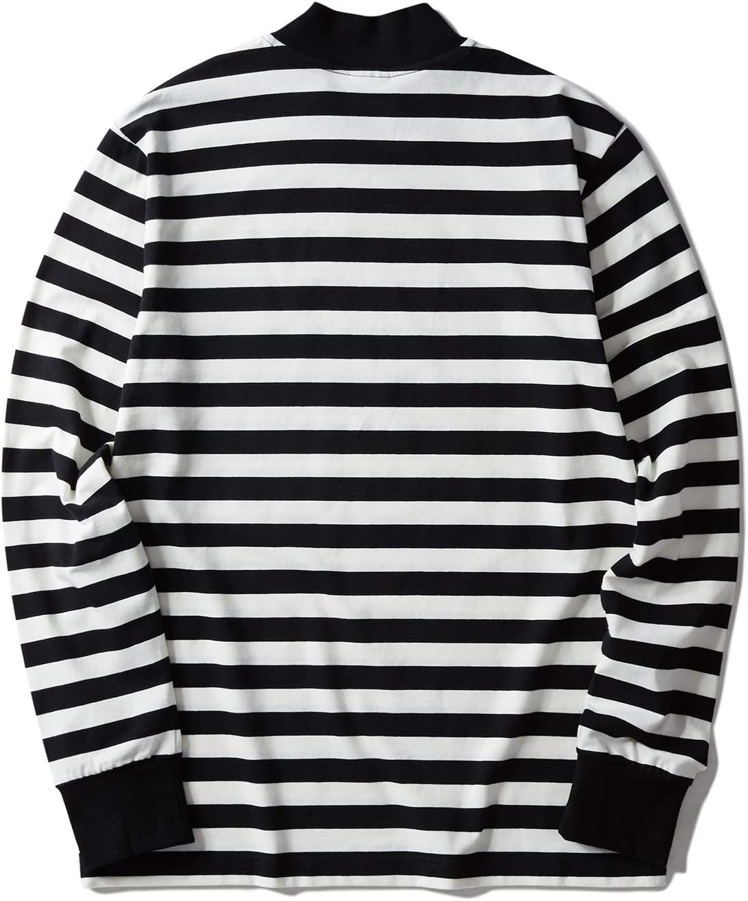 Zengjo Mens Striped Shirt Long Sleeve Mock Turtleneck Shirts X-Small Black&white Wide