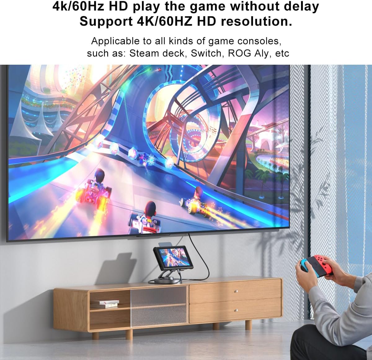 Docking Station for Steam Deck ROG Ally - 10 in 1 Stream Deck Dock with HDMI 2.0 4K@60Hz, 1000Mbps Gigabit Ethernet, SD/TF, 3.5mm Audio and USB-C PD 100W Speed Charging for Steam Deck, ROG Ally