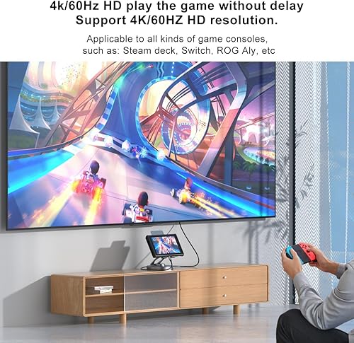Miniatura 3 de YCE - Estación de acoplamiento 6 en 1 para Steam Deck y ROG, con HDMI de 4K a 60 Hz, PD de 100 W, audio, USB A, USB C giratorio plegable tipo C