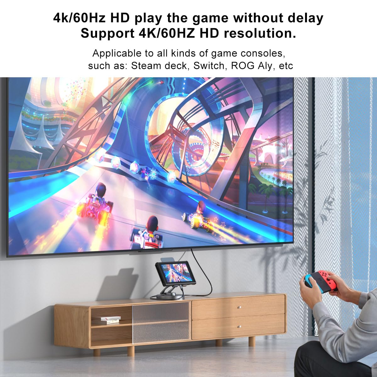 Station d'accueil pour Steam Deck ROG Ally – Station d'accueil 10 en 1 Stream Deck avec HDMI 2.0 4K @ 60 Hz, Ethernet Gigabit 1000 Mbps, SD/TF, audio 3,5 mm et USB-C PD 100 W Vitesse de charge pour