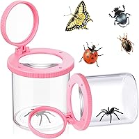 Vista 6 de Skylety 2 tarros de insectos, visor de insectos, contenedor de jaula de insectos con aumento para niños, herramienta de exploración de ciencia Marrón
