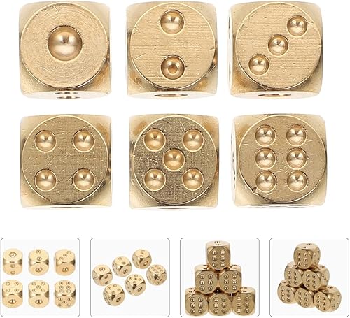 Miniatura 9 de Garneck Mahjong - Juego de 6 dados de latón, juego de dados de metal, accesorios de fiesta para juegos de mesa, juegos de rol, juegos de mesa, dados