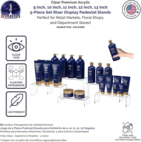 Vista 19 de Marketing Holders Soporte de exhibición elevador acrílico, 7 piezas, 2 pulgadas a 8 pulgadas, plataforma de encimera de plástico transparente