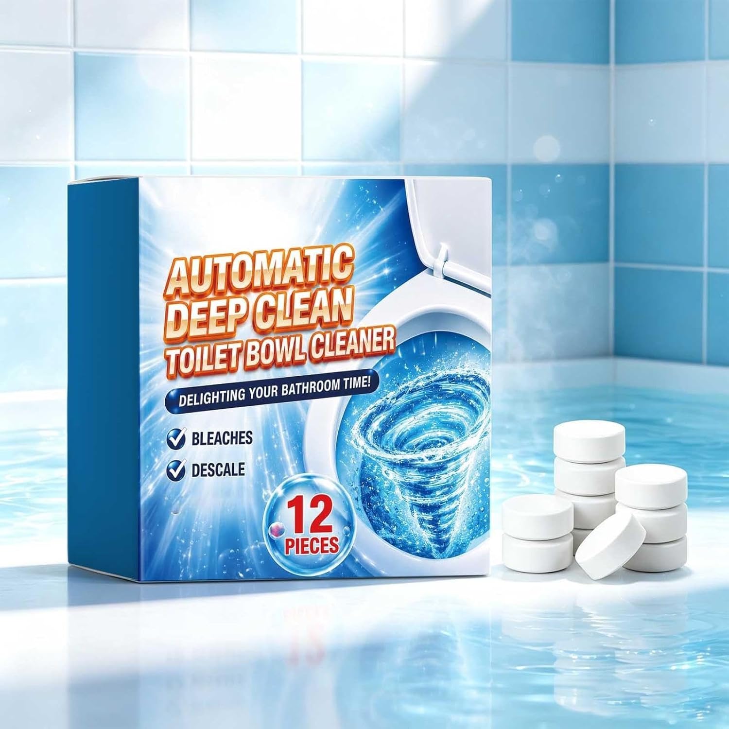 Toilet Bowl Cleaner Tablets, Automatic Toilet Bowl Cleaner Tablets, Tanks, Bathroom Cleaner Against Tough Stains for Pipes Deodorizing and Descaling, Household and Commercial Use