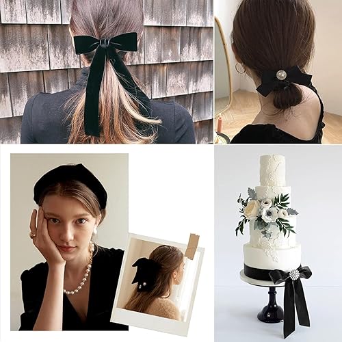 Miniatura 5 de Cinta de terciopelo de 38 pulgadas x 30 yardas, cinta de terciopelo rosa Moukiween para envolver regalos, invitación, globos florales para el