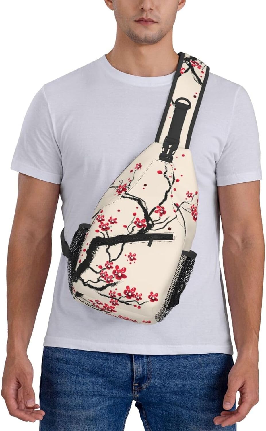 Cherry Blossom Sling Bag for Women Men Spring Blossoms Branch with Flowers Pattern Crossbody Backpack Cute Asian Japanese Floral Sling Backpack Casual Shoulder Bag Gym Travel Hiking Daypack - Image 6