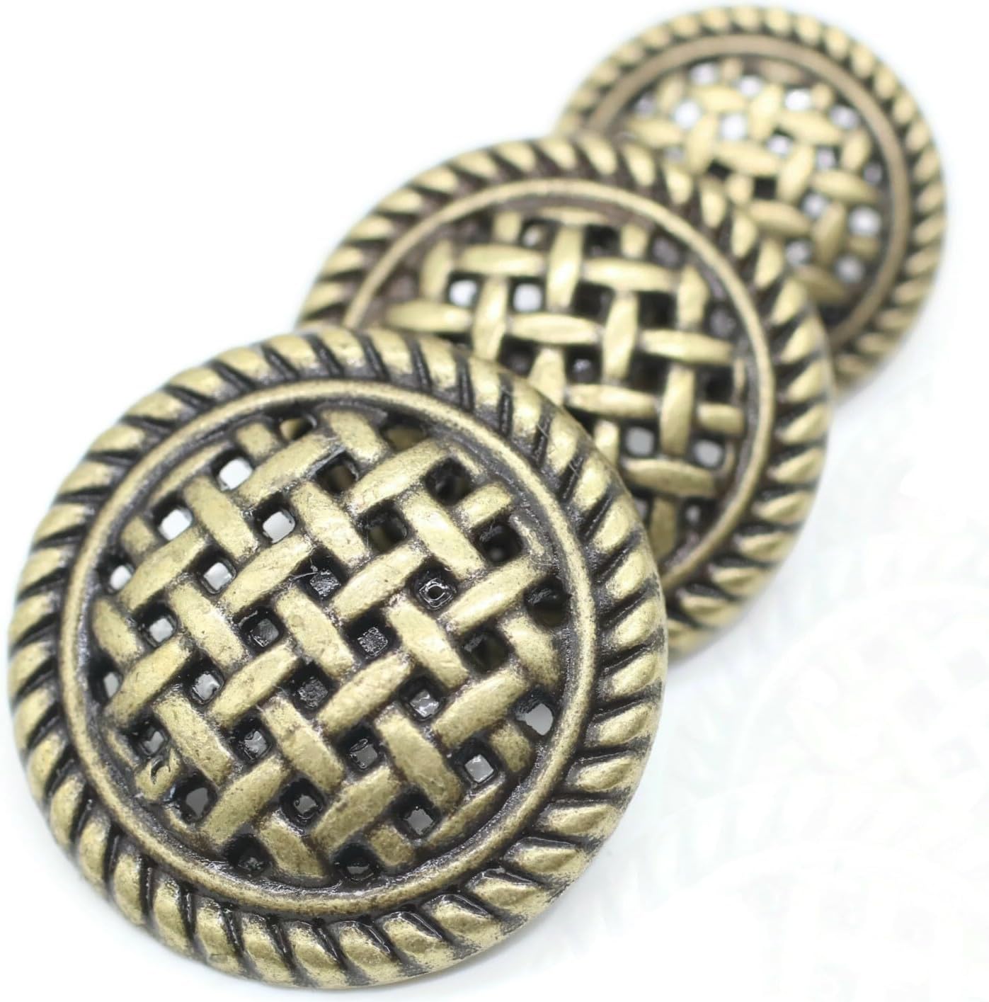 Weave Gold Metal Shank Buttons 3 Size Options - 12 Piece Luxury Weave Metal Shank Buttons for Men Women Blazer Coat Uniform Shirt Suit and Jacket Sewing Craft DIY 23mm, WE5233L