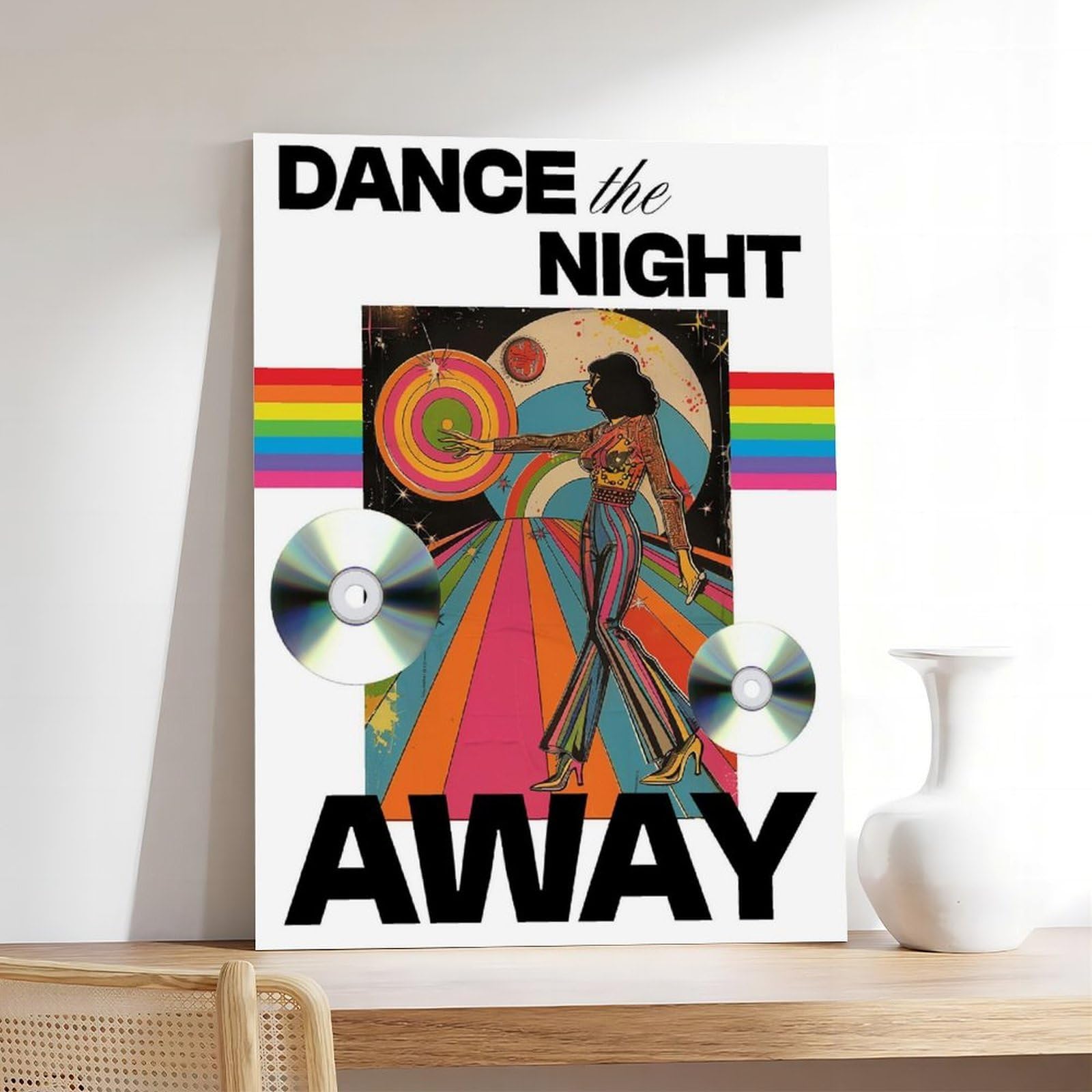 Stampa artistica da parete con musica psichedelica anni '70, stile retrò, discoteca dance anni '70, decorazione artistica da parete per soggiorno e camera da letto, 60 x 90 cm