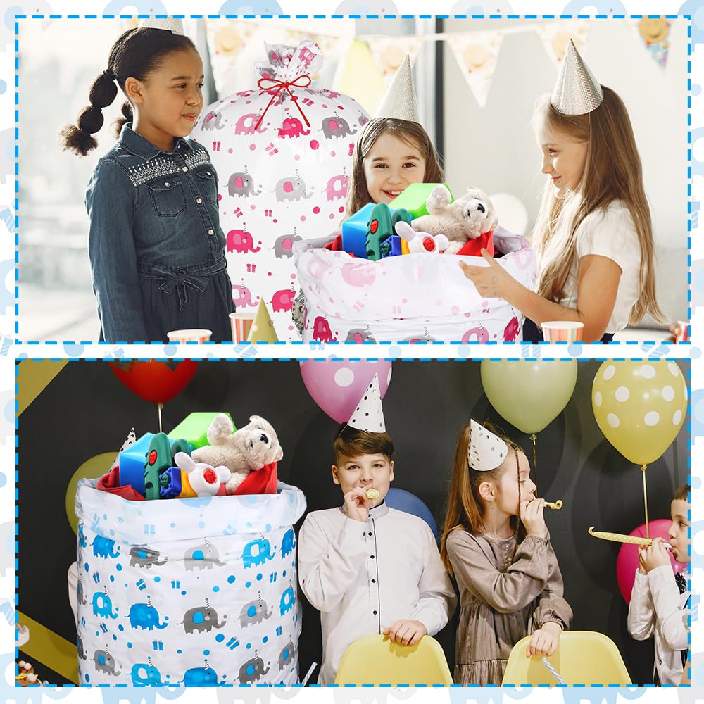 HANSWARE Extra Große Geschenktüte – Jumbo-Geschenkbeutel 142x91cm, Mit Griff, Blau Gestreift