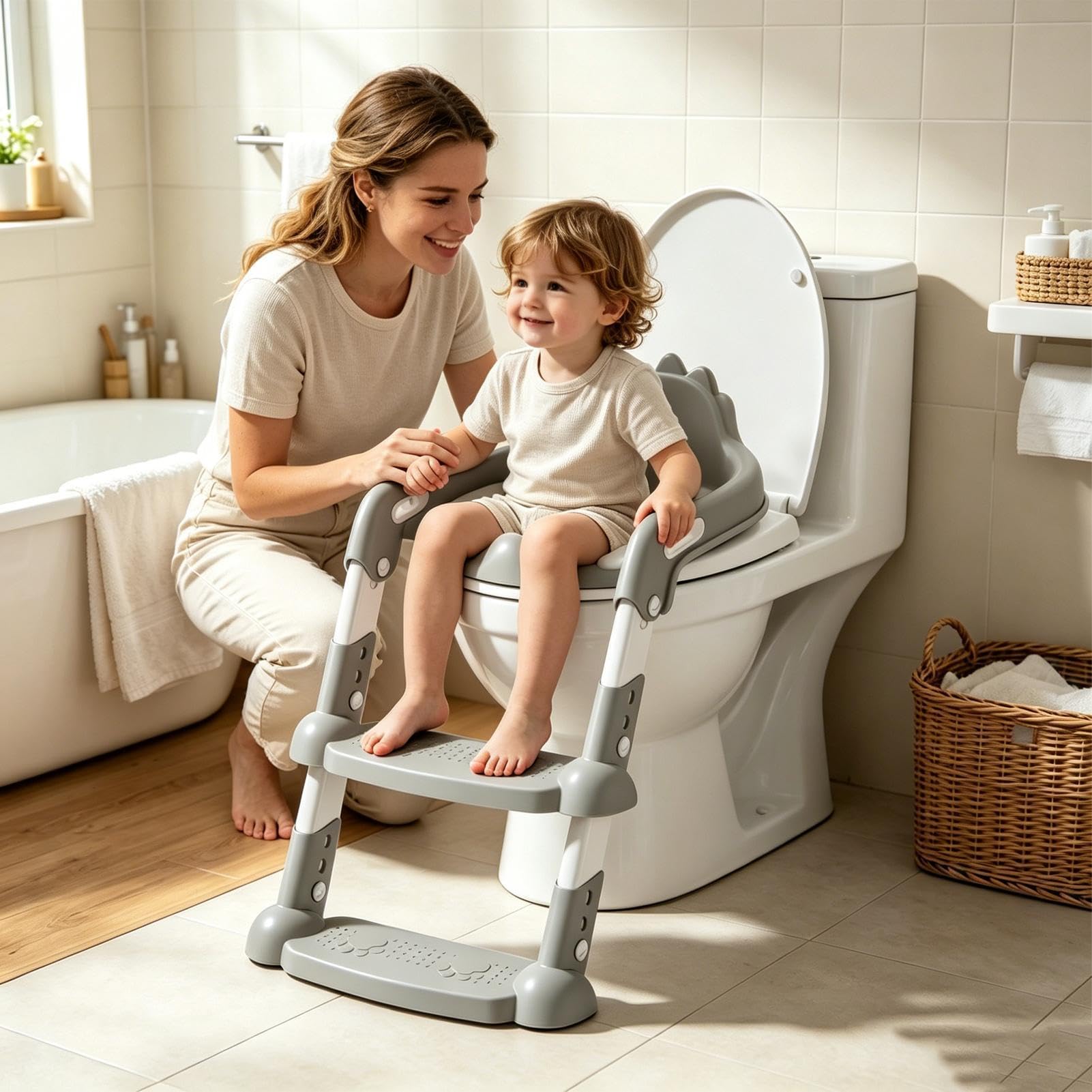 Seggiolino Per Addestramento Al Vasino Sedia pieghevole con gradino | Scaletta WC Con Sedile Vasino Uso domestico bagni pubblici scuola materna asilo