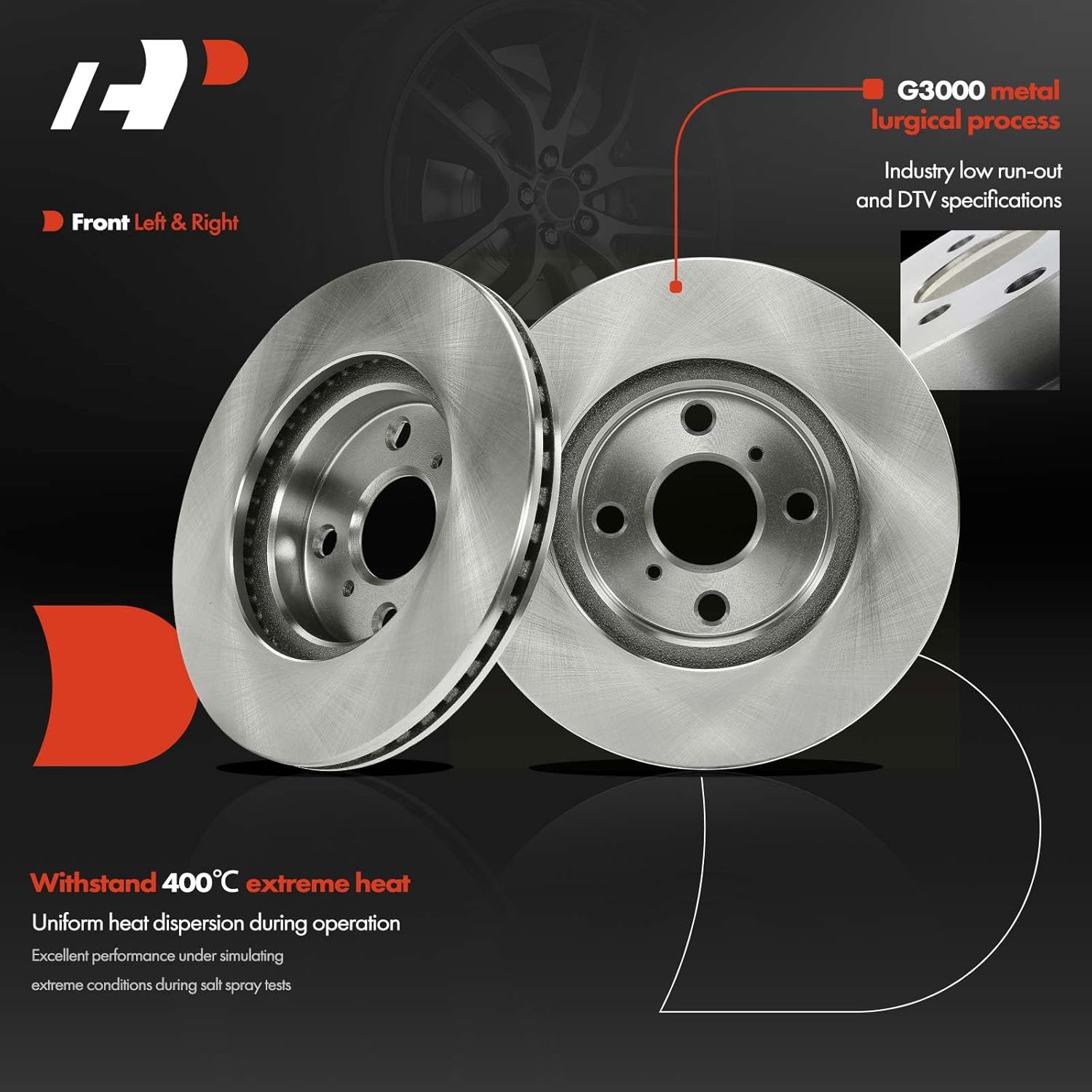 A-Premium Front Disc Brake Rotors Ceramic Brakes Pads + Rear Brake Drums Brake Shoes Compatible with Select Toyota Models - Yaris 2007-2014, 12 Pcs