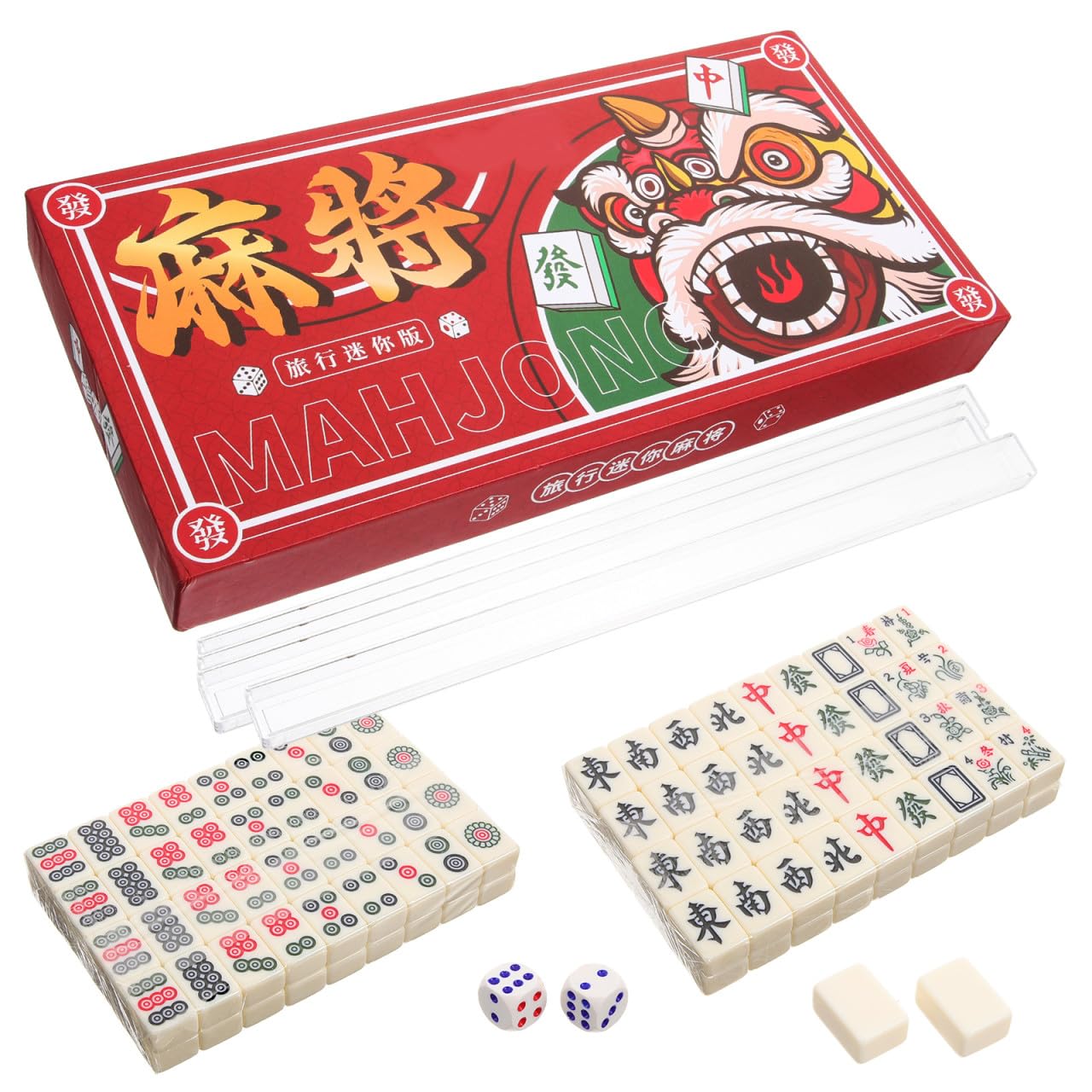 Tragbares Spielzeug Kleiner Satz Chinesisches Mahjong Weiß 1
