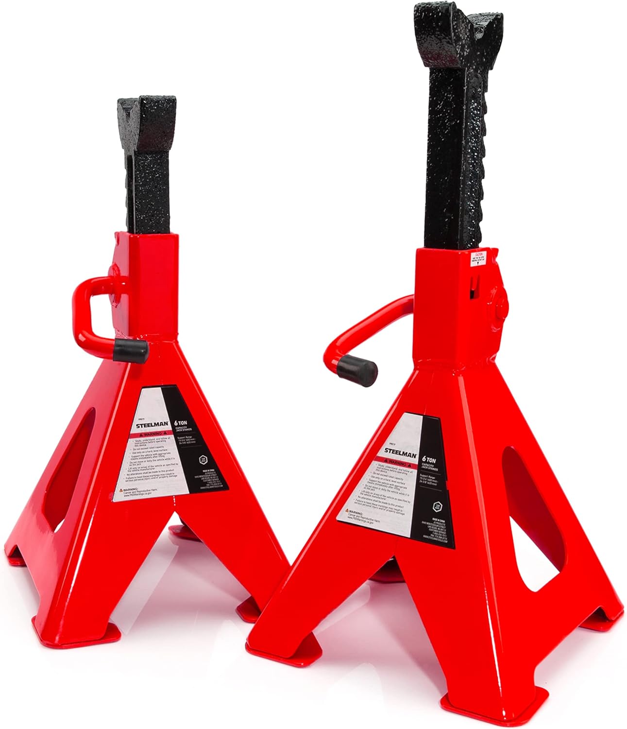 Steelman 4-Ton Capacity Automotive Jack Stands, Adjustable Height, Contoured Saddle, Heavy Duty Steel, Quick Adjustment, Counter-Weighted Pawl, 1 Pair