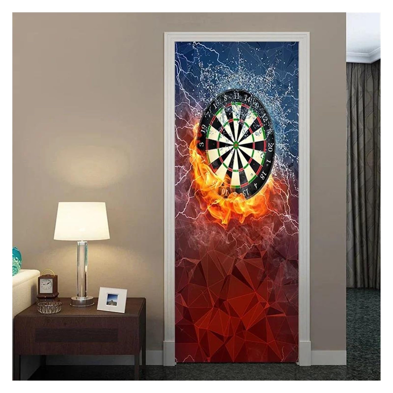 Autocollant de porte football pour masquer les imperfections et décorer le salon