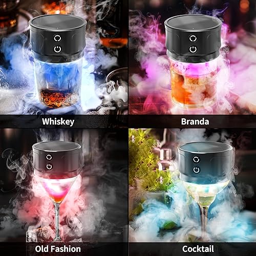 Miniatura 6 de Kit de ahumador eléctrico de whisky con luces: infusor de cóctel con 6 fichas de madera para los amantes del whisky bourbon - Kits de ahumador de