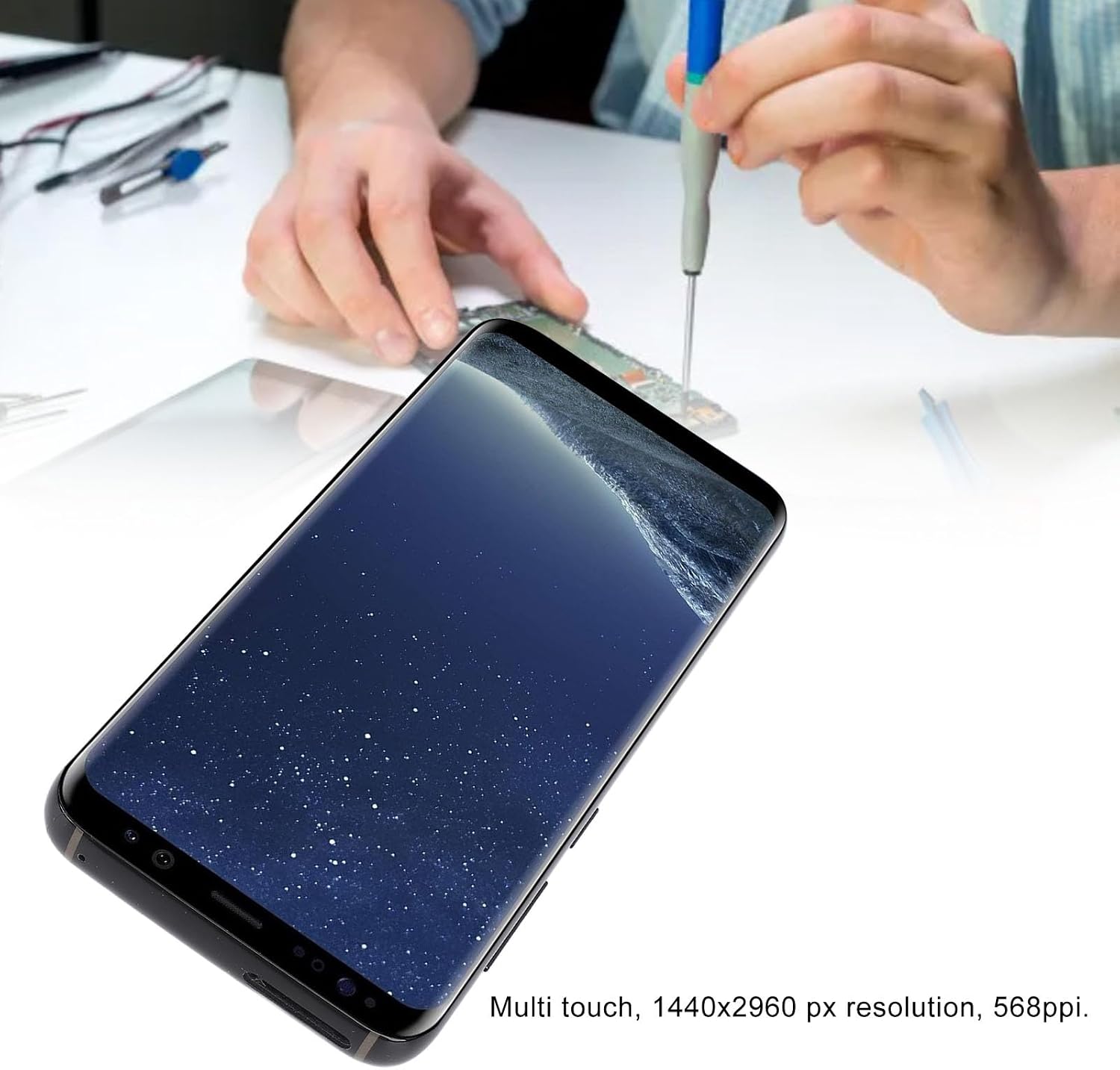 Phone Screen Replacement 5., for G950, for G950F, for G950A, for G950P, Touch LCD Digitizer Replacement, with Repair Tool Kits, Glass, Aluminum Alloy (Black)