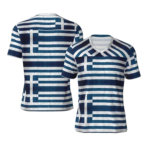 Greek Flag Print Men's Women Football Jersey, Breathable Quick-Dry T-Shirt