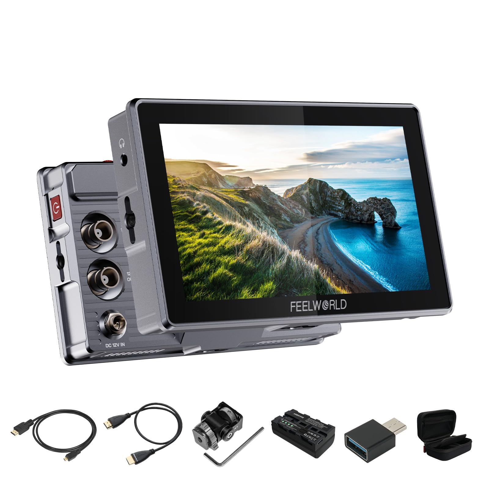 FEELWORLD H5 5.5" 12G-SDI 4K HDMI Camera Field Monitor 1200nits Sunlight-Readable Touchscreen |Waveform, HDR, 3D LUTs Aluminum Build for Filmmakers &