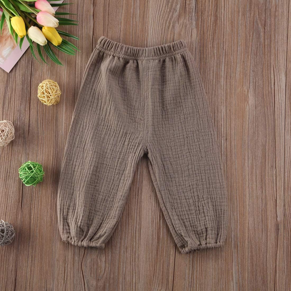 Toddler Baby Boys Girls 3 Pack Cotton Linen Bloomers Pants Solid Color Basic Plain Baby Clothes Joggers