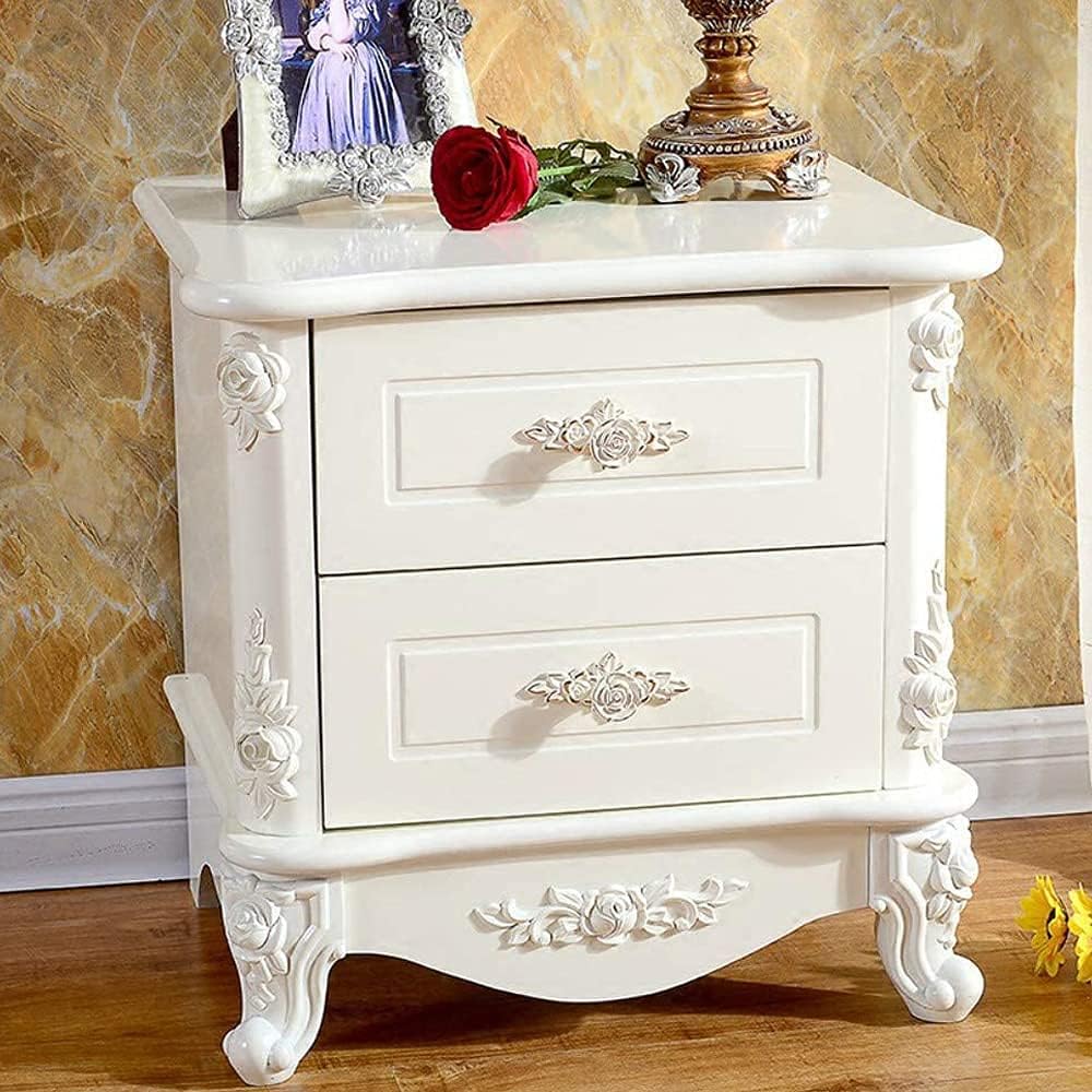 10pcs Rose Flower Cabinet Knobs Vintage Kitchen Shabby Chic Drawer Pull Handles with Base for Dresser Vanity Nightstand Cupboard Wardrobe Closet Drawer (Ivory White with Silver Edge)