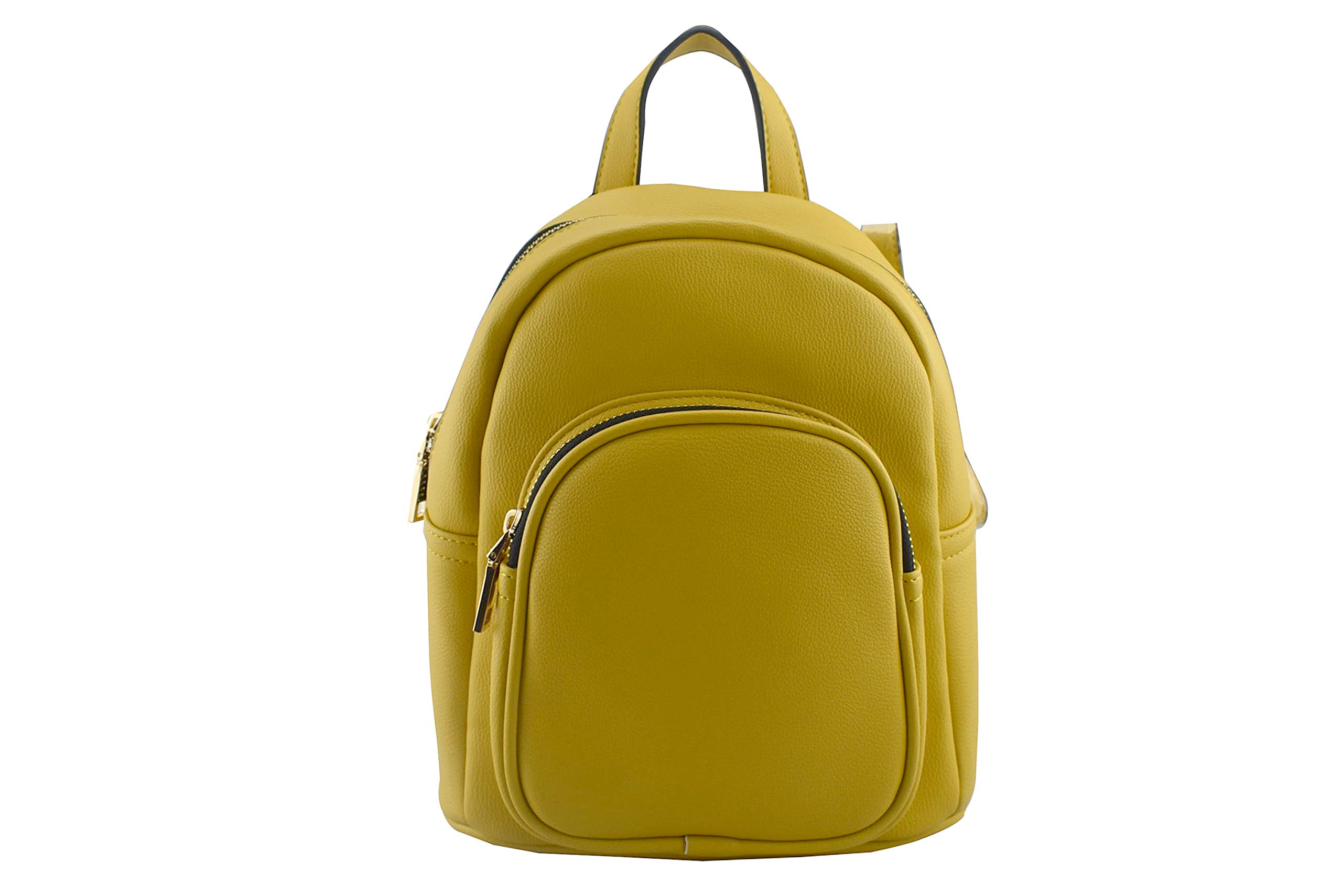 La Terre Fashion Womens Backpack Shoulder Bag Leather Yellow