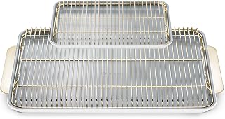 Non-Stick Ceramic Baking Sheet & Cooling Rack Bundle - Ceramic Coated - Non-Toxic, PTFE & PFOA Free - Large (18"x13"), Small (9”x13”), & Cooling Racks - White
