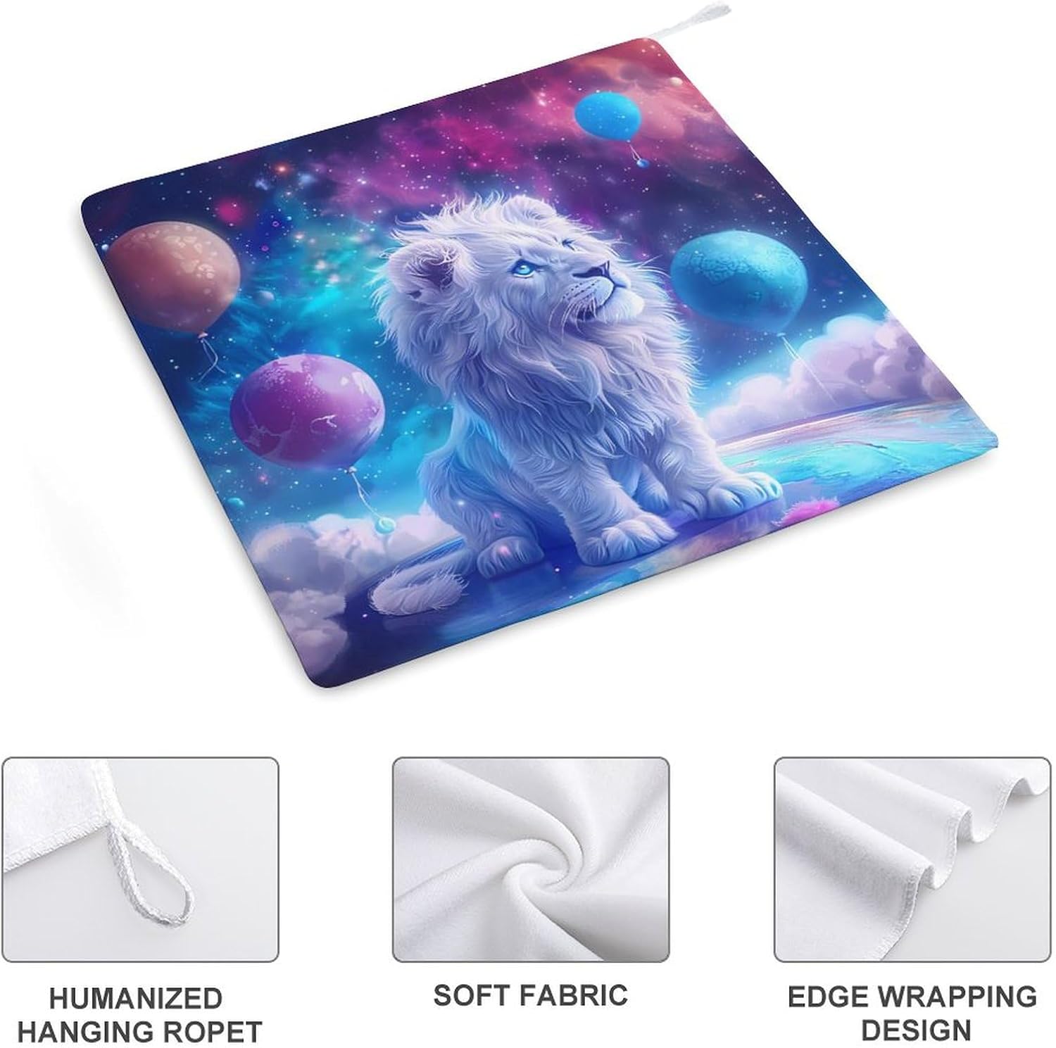 Outers-Spacees Liones Hand Towels for Bathroom Kitchen Towels Small Towel Handkerchiefs with Hanging Loop 4PCS