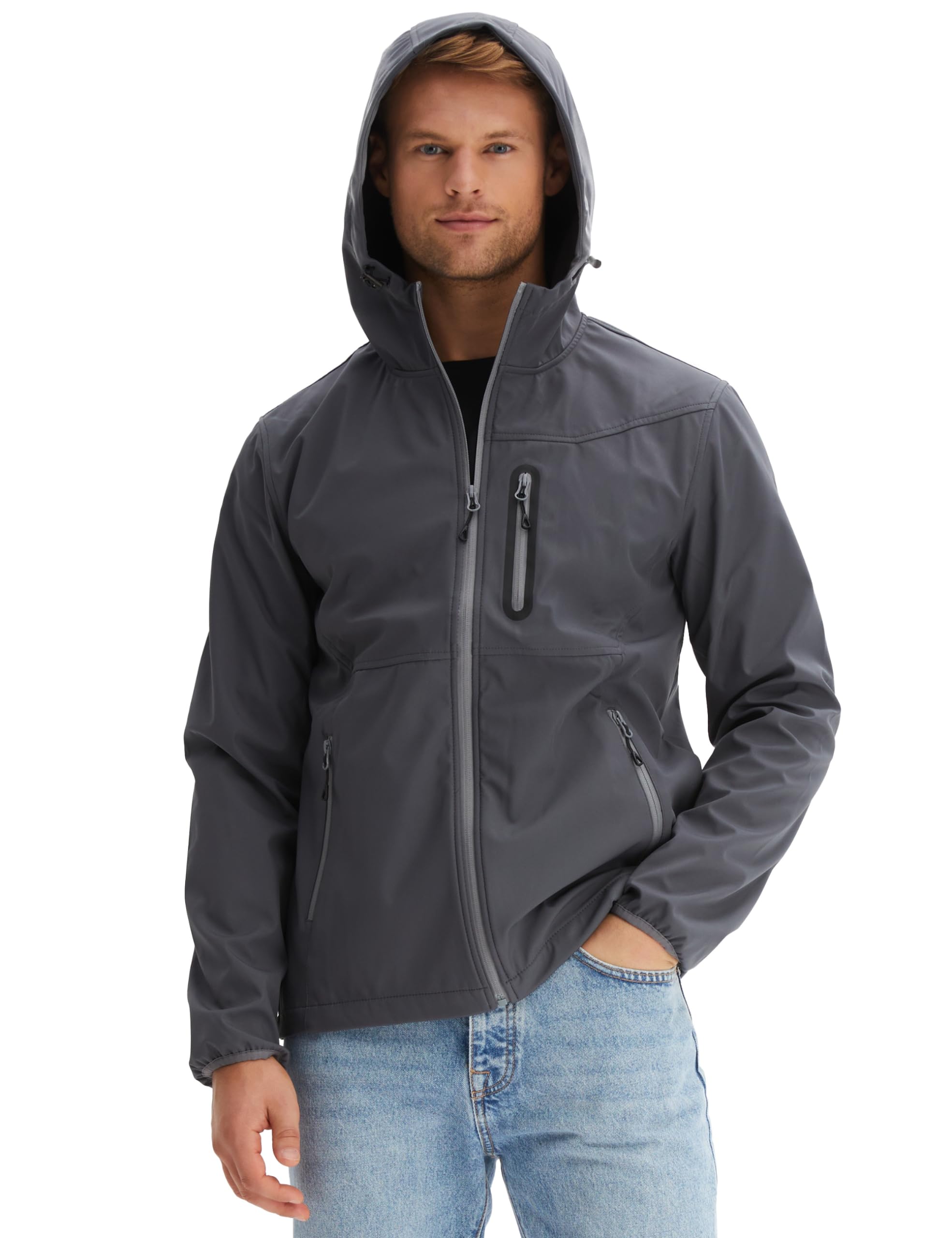 Morgenstern Softshelljas regenjas heren waterafstotend ademend, grijs, M
