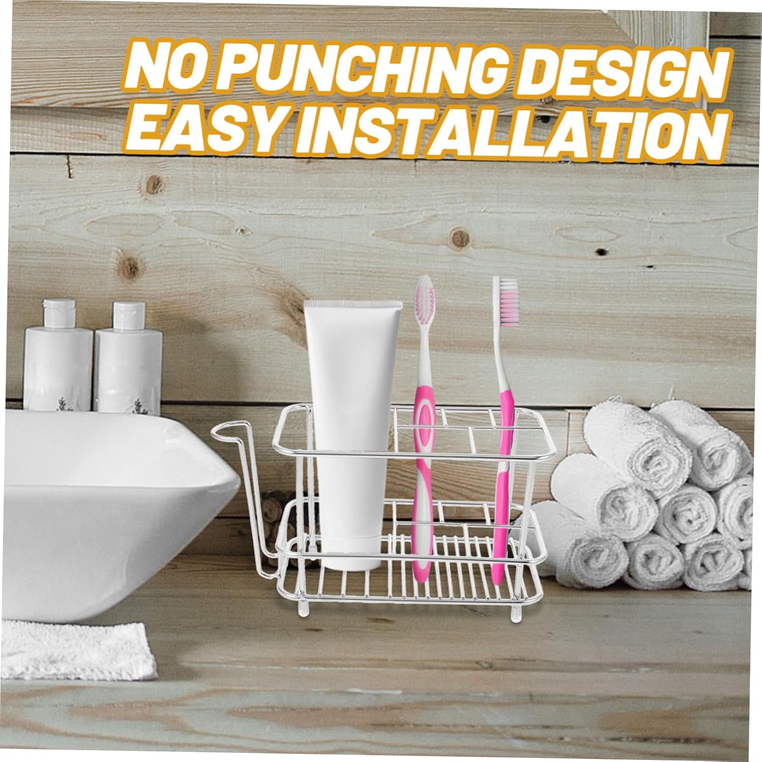 ABOOFAN Stainless Steel Toothbrush Holder for Bathroom Makeup Brush Stand with Slots Storage Rack for Home Supplies Keeps Toothbrushes Clean and Dry