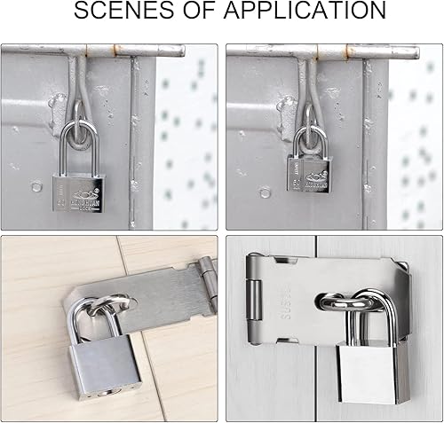 Miniatura 5 de Yinpecly Candado con llave de hierro endurecido, candado laminado resistente con llave diferente para uso en exteriores, cuerpo de hierro y grillete