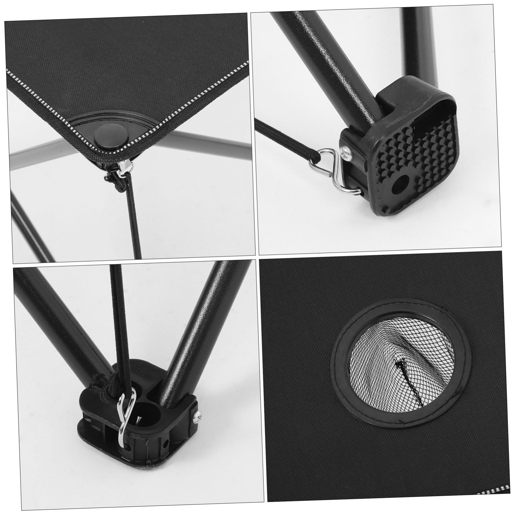 ibasenice Table de Camping Pliante Portable, Tissu Oxford Noir, Structure en Fer, 2 Poches Porte-gobelets, pour Pique-niques et Activités en Plein Air