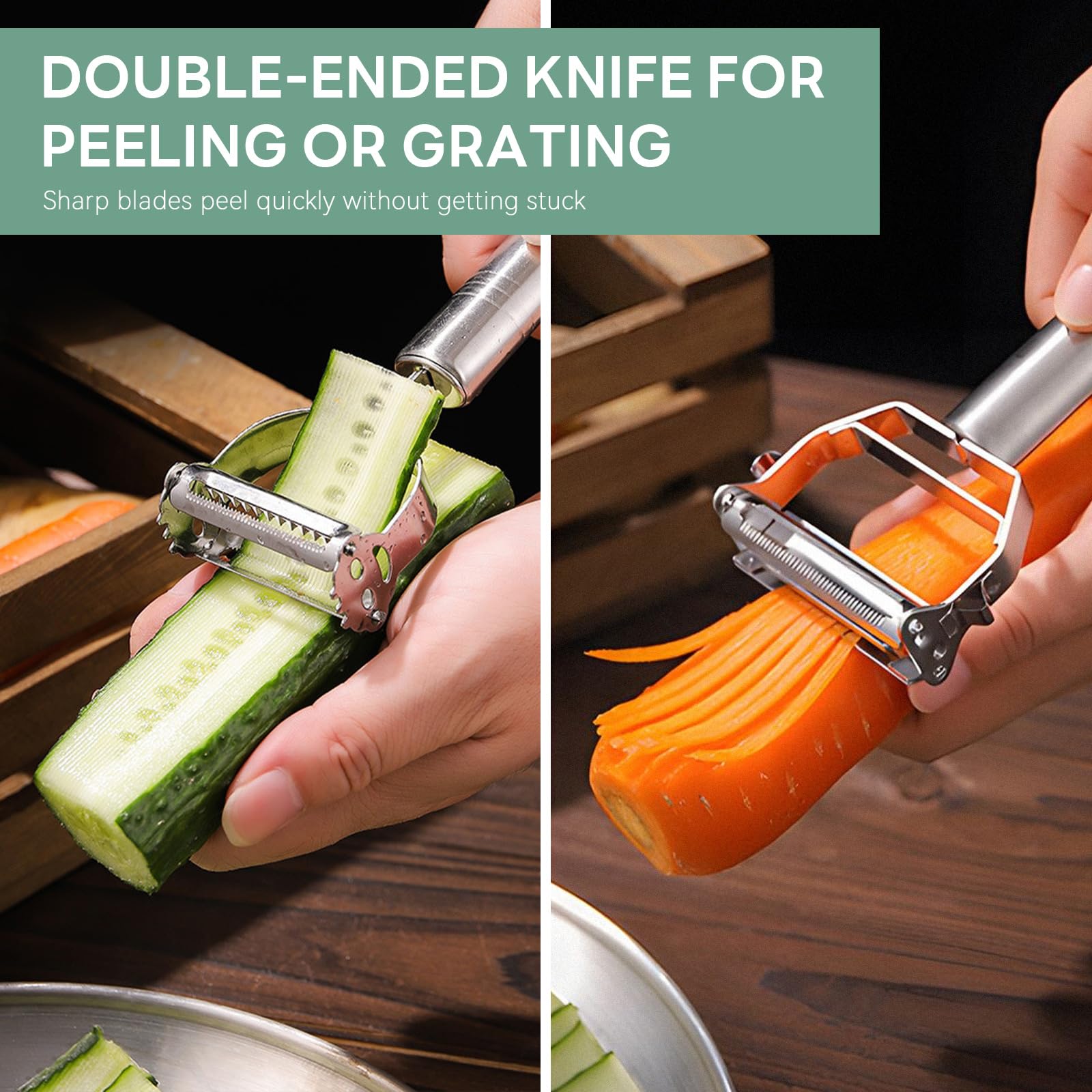 Set Da 3 Pelapatate Professionali In Acciaio Inossidabile - Lame Affilate, Antiscivolo, Con Pelapatate A Y, Julienne E Seghettato Per Frutta E Verdura